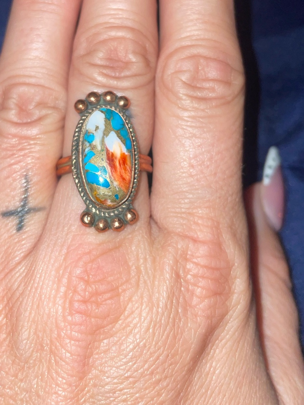 Womens size 8 copper spiny ring